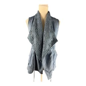 Altar'd State Crochet Chambray Vest Size S
